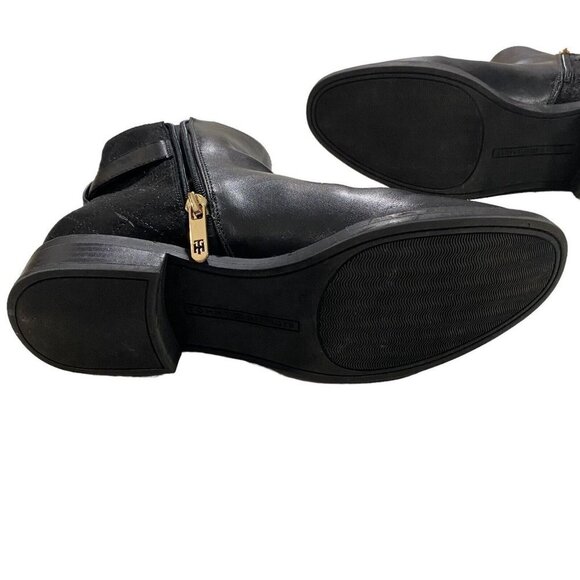 Tommy Hilfiger Isleen Women Black Mixed Media Vegan Leather Quilted Boot Sz 7.5M - Picture 8 of 11